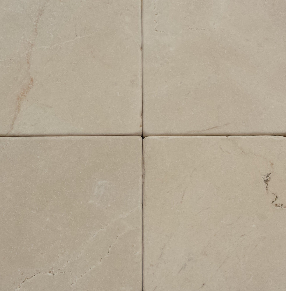 Full Tile Sample - Ivory Cream Marble Tile - 2" x 2" x 3/8" Tumbled