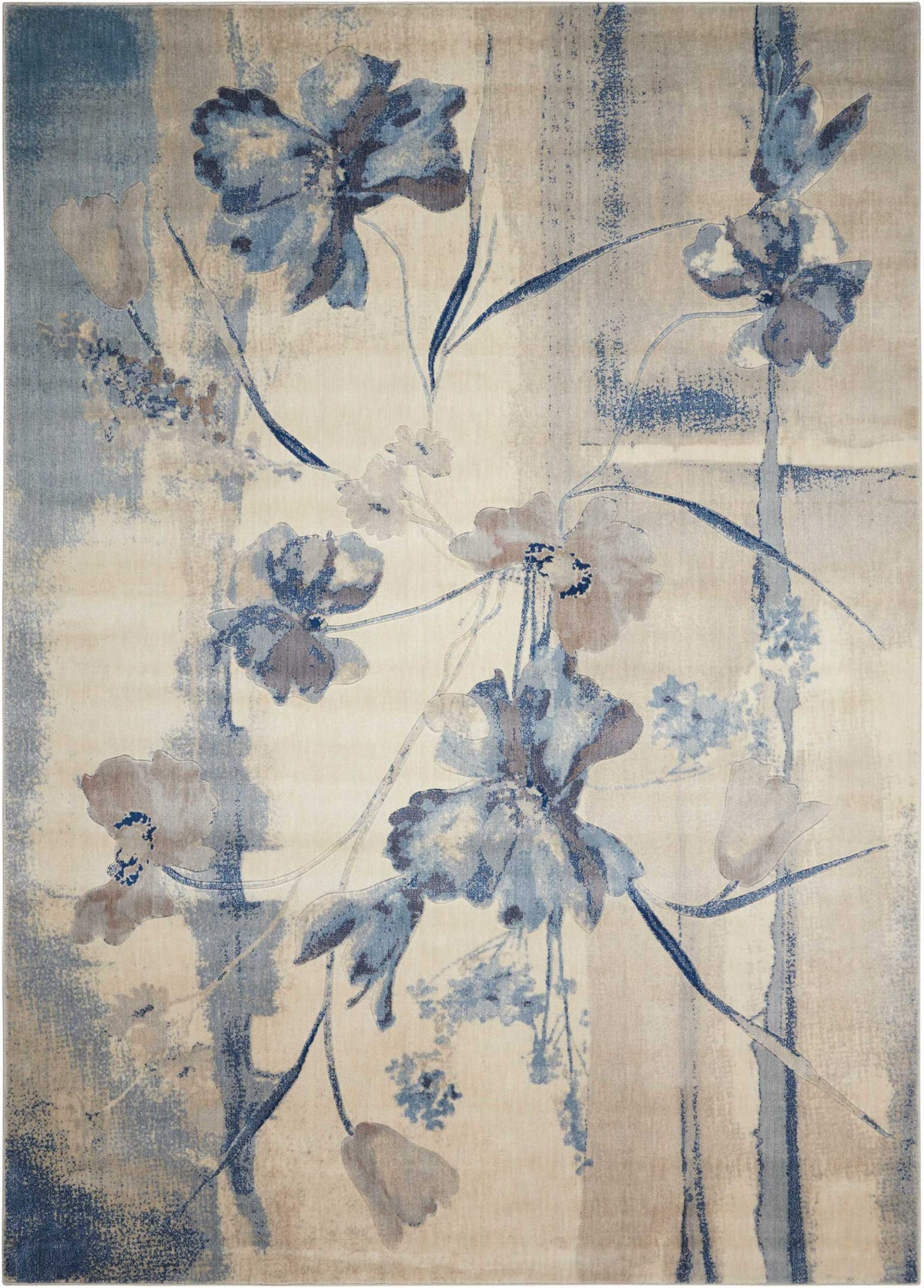 Nourison Somerset ST18 Ivory / Blue 10 Ft x 13 Ft Area Rug — Stone ...