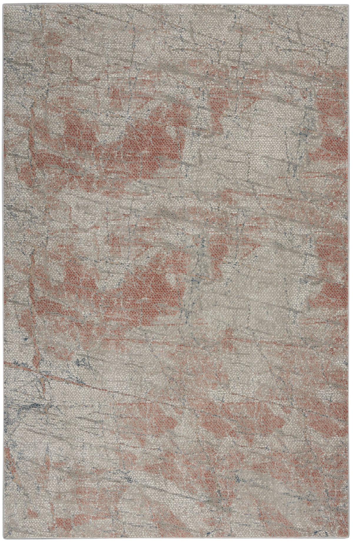 Nourison Rustic Textures RUS15 Light Grey / Rust 5 Ft x 7 Ft Area Rug ...