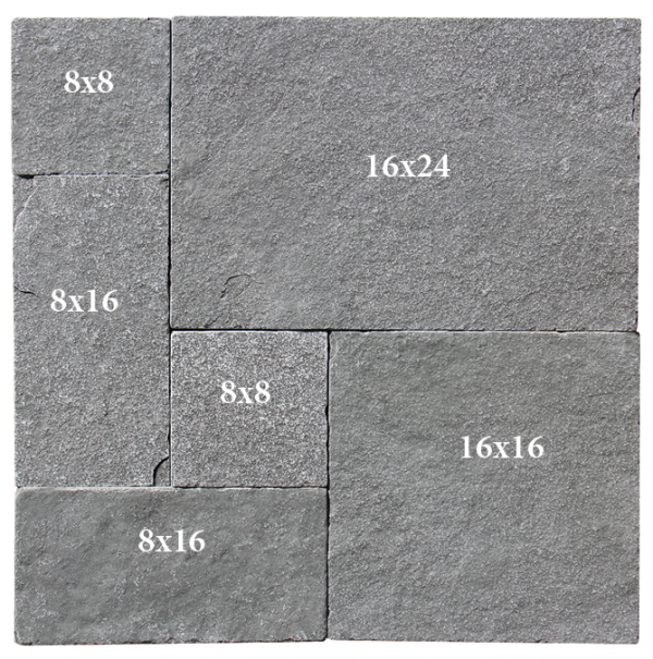 Kota Blue Tumbled Limestone French Paver Versailles Pattern - Various Sizes