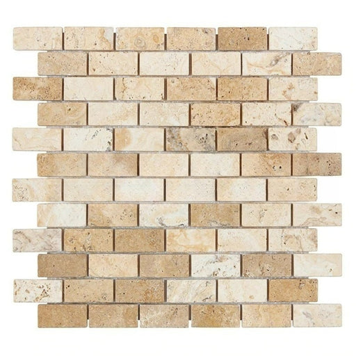 Latravonya Travertine Mosaic - 1" x 2" Brick Filled & Honed