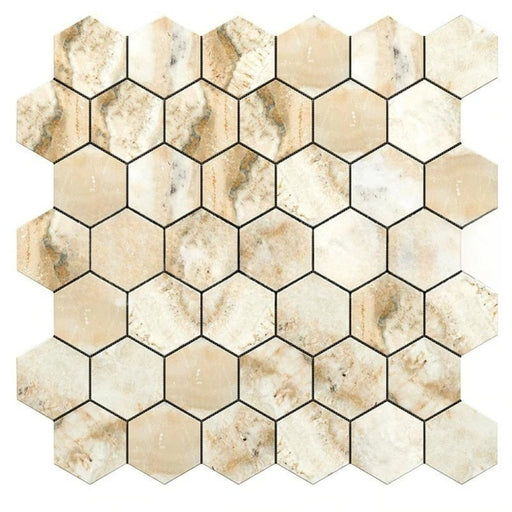 Latravonya Travertine Mosaic - 2" Hexagon Filled & Honed