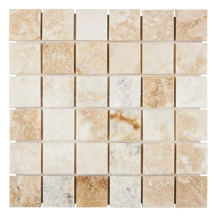 Latravonya Travertine Mosaic - 2" x 2" Filled & Honed