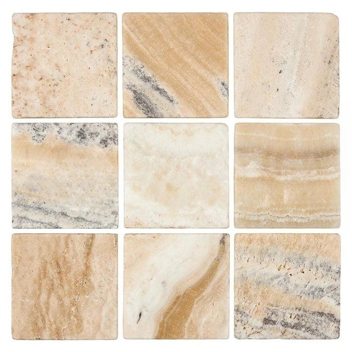 Full Tile Sample - Latravonya Travertine Tile - 4" x 4" x 3/8" Tumbled