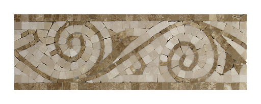 Full Border Sample - Emperador Light & Bottocino Marble Art Border - 4" x 12" x 3/8" Polished