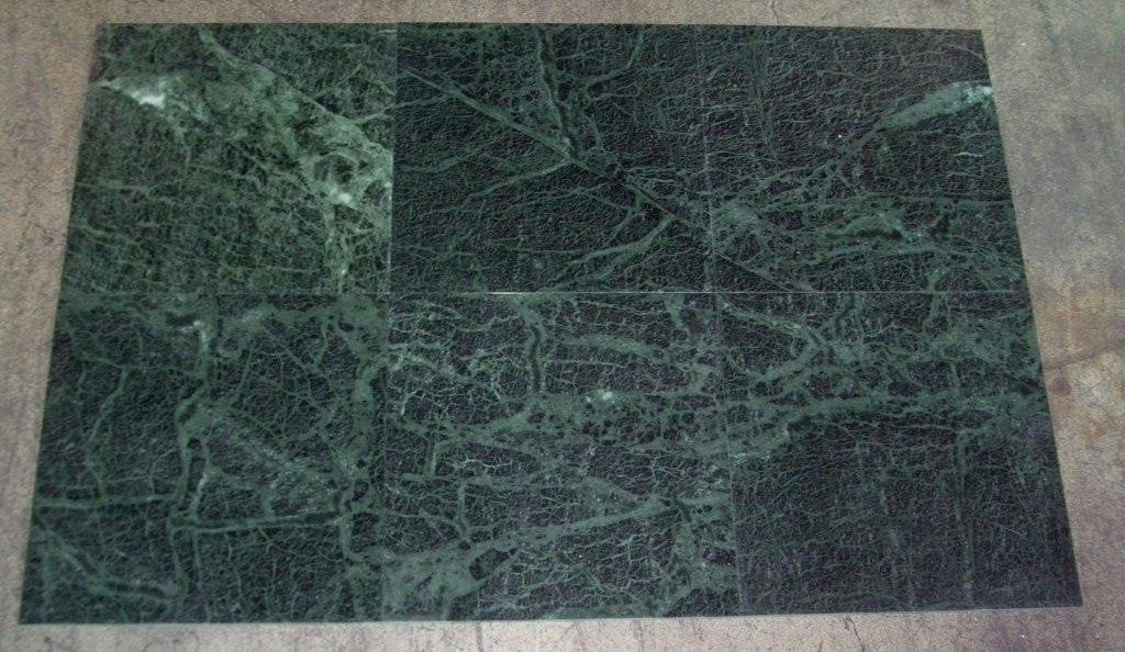 Polished Dark Green Marble Tile - 12" x 12" x 3/8" 