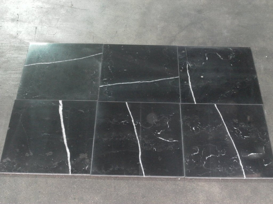 Monterey Black Marble Tile - 12" x 12" x 3/8"