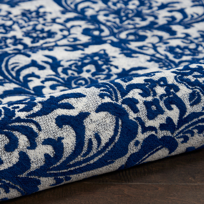 Damask Polyester IVNAV Ivory/Navy