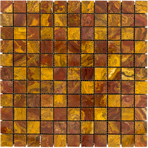 Red Multi Color Onyx Mosaic - 1" x 1" Polished