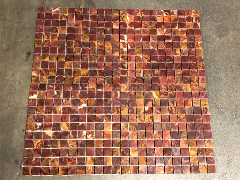 Polished Red Multi Color Onyx Mosaic - 1" x 1"