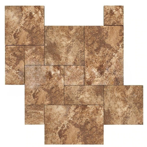 Noche (Cross Cut) Unfilled & Brushed Travertine Versailles Pattern