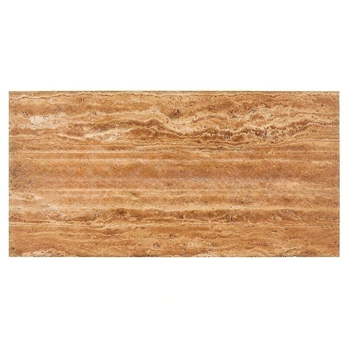 Full Tile Sample - Noche Vein Cut Travertine Tile - 12" x 24" x 1/2" Filled & Polished