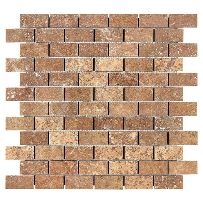 Noche Travertine Mosaic - 1" x 2" Brick Filled & Honed