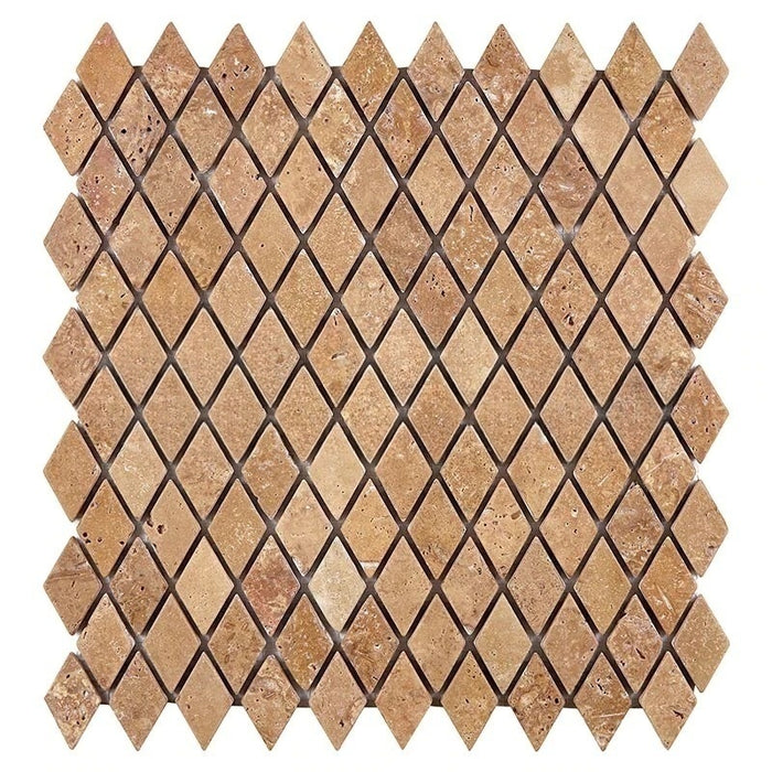 Noche Travertine Mosaic - 1" x 2" Diamond Tumbled