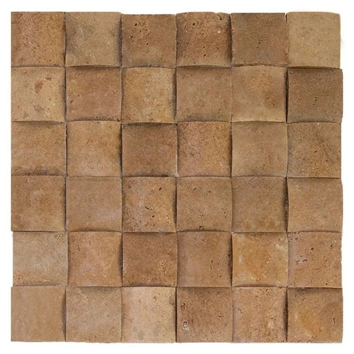 Noche Travertine Mosaic - 2" x 2" Wavy Unfilled & Honed