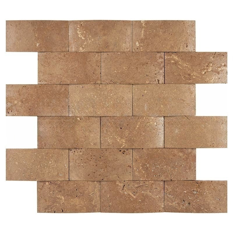 Noche Travertine Mosaic - 2" x 4" Wavy Brick Honed