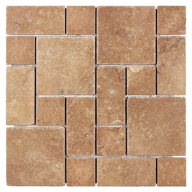 Noche Travertine Mosaic - 3 Piece Mini Pattern Tumbled