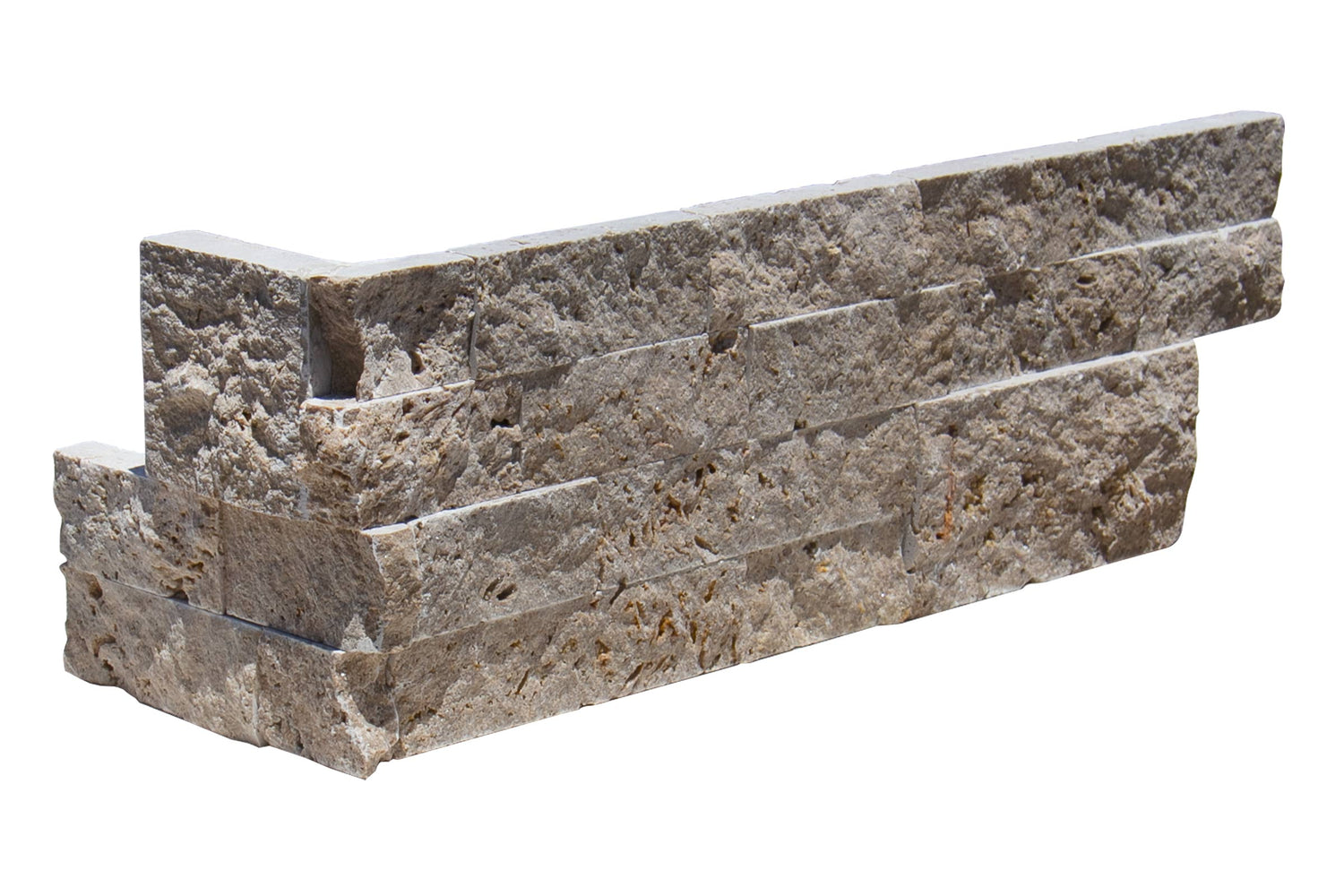 Noche Split Face Travertine Ledger Corner - 6" x 18" x 3/4"