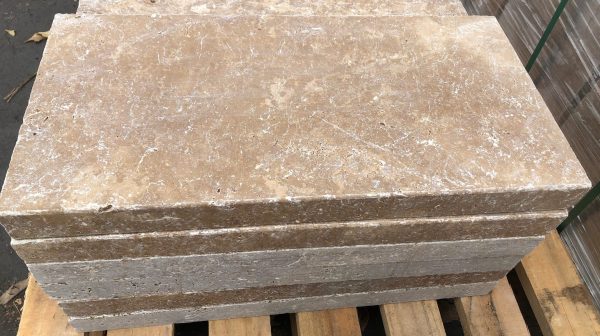 Noche Tumbled Travertine Modern Coping - 12" x 24"