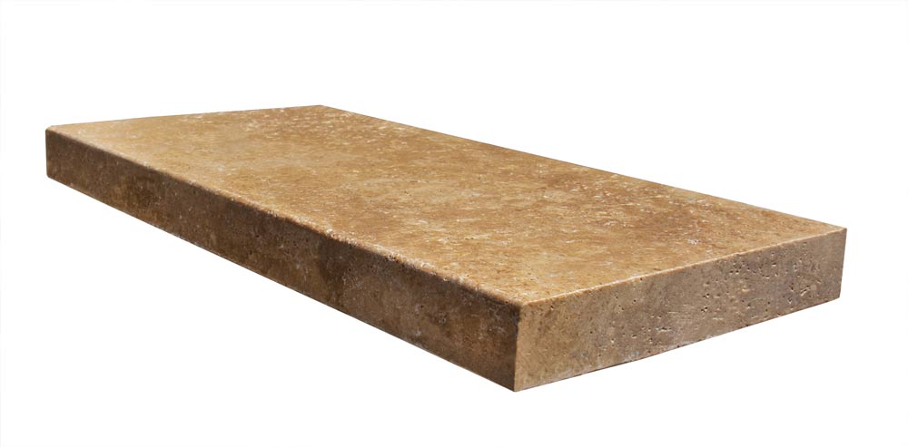 Noche Tumbled Travertine Modern Coping - 12" x 24" x 5 CM