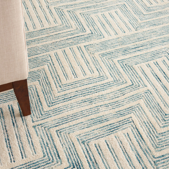 Interlock Ivory / Turquoise IVTUR Wool ITL06