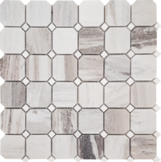 Full Sheet Sample - Pietra Antica Skyline Octagon With White Dot Natural Stone Mosaic - 12" x 12" Brushed