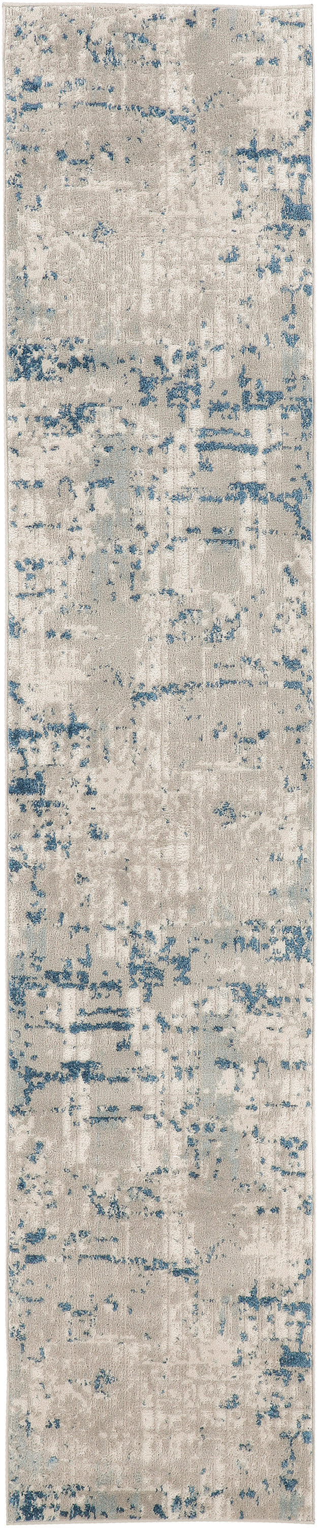 Nourison Quarry QUA01 Ivory Grey Blue 16 Ft Runner Area Rug — Stone ...