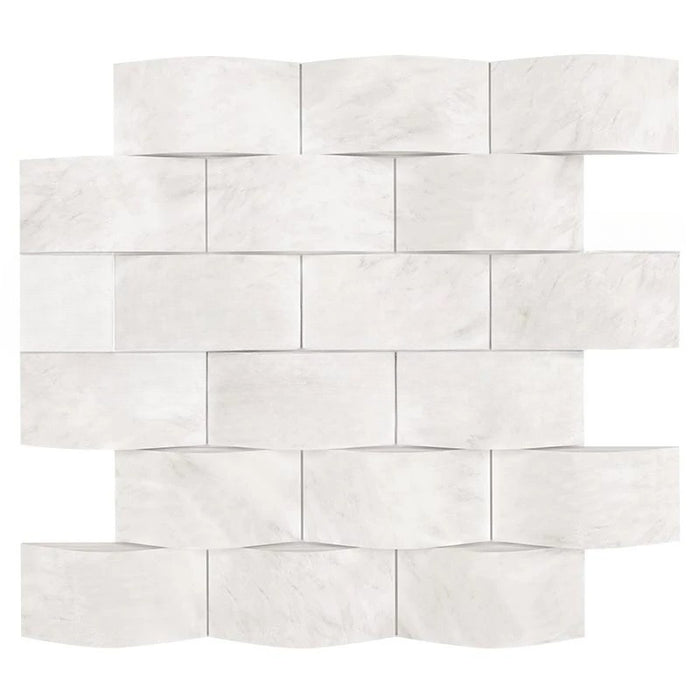 Oriental White Marble Mosaic - 2" x 4" Wavy Brick Polished