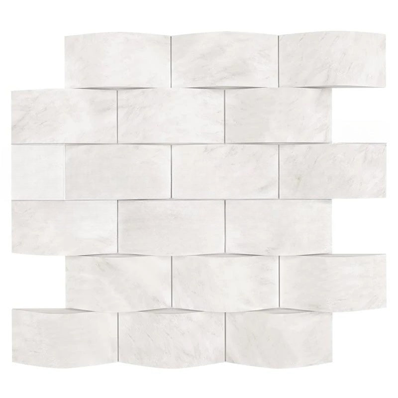 Oriental White Marble Mosaic - 2" x 4" Wavy Brick Polished