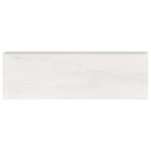 Full Tile Sample - Oriental White Long Side Single Edge Bullnosed Marble Tile - 4" x 12" x 3/8" Honed