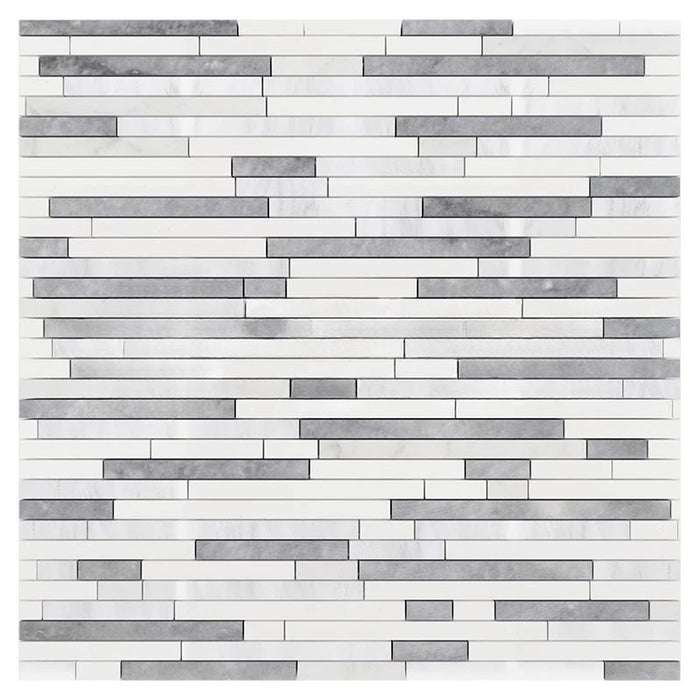 Oriental White Marble Mosaic - Bamboo Sticks with Thassos & Blue/Gray Polished
