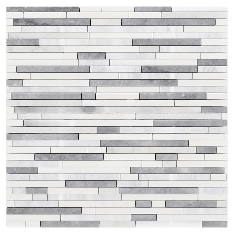 Oriental White Marble Mosaic - Bamboo Sticks with Thassos & Blue/Gray Polished