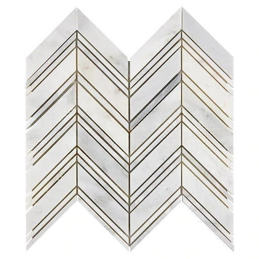 Oriental White Marble Mosaic - Large Chevron