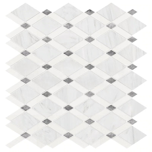 Oriental White Marble Mosaic - Lattice with Gray & Thassos White 