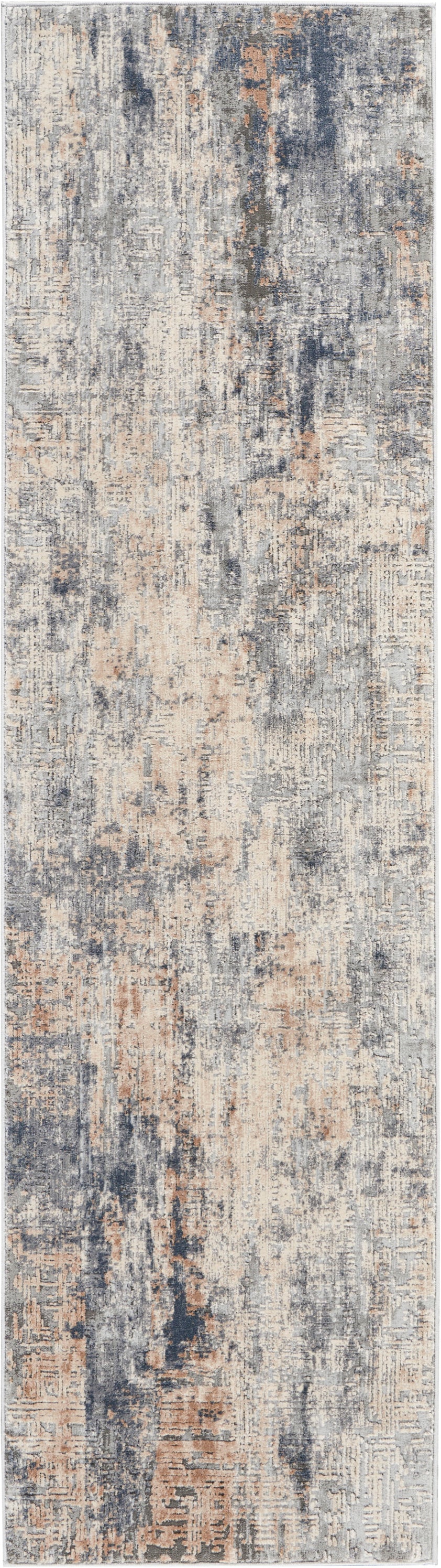 Nourison Rustic Textures RUS01 Grey / Beige 8 Ft Runner Area Rug ...