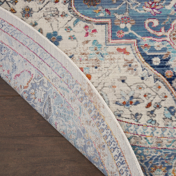 Kashan Blue Rug Nourison Vintage Kashan VKA07 Ivory Blue 4 Ft x Round Area Rug — Stone ...