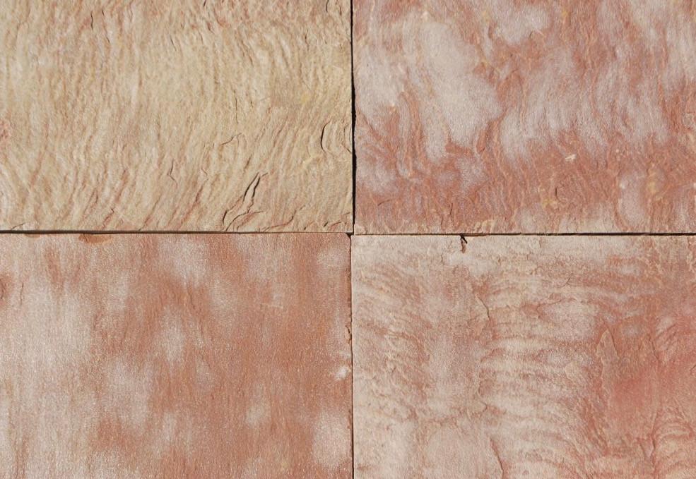 Pink Leather Sandstone Tile - 16" x 16" x 1/2" Natural Cleft Face & Back