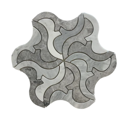 Imperial Carrara & Terroir Gray Polished Marble Mosaic - Polypus