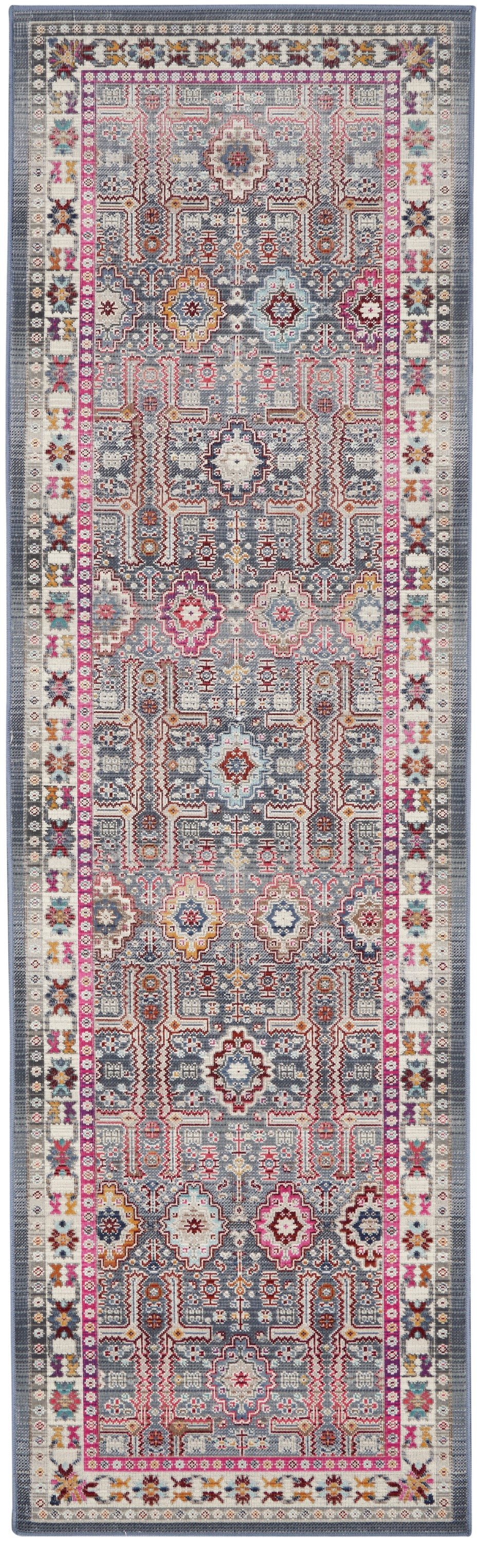 Nourison Vintage Kashan VKA05 Grey / Multi 6 Ft Runner Area Rug — Stone ...