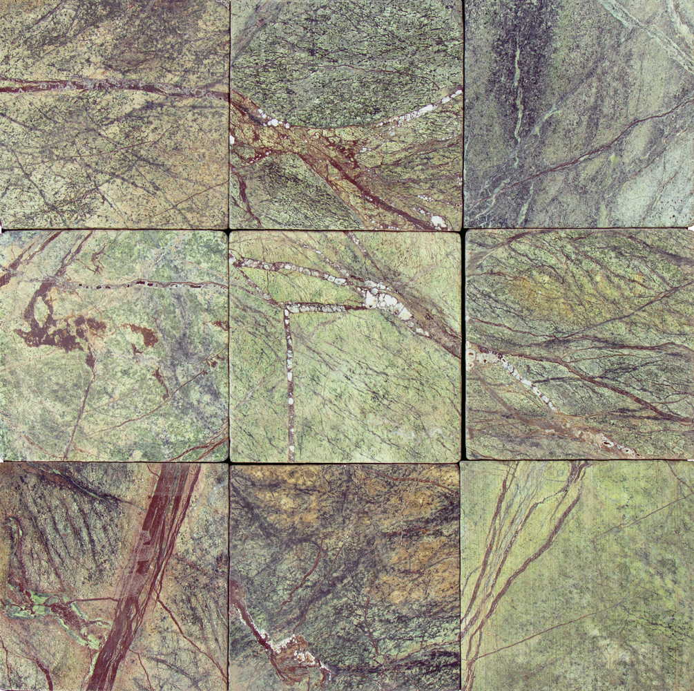 Full Tile Sample - Rain Forest Green Marble Tile - 4" x 4" x 3/8" Tumbled