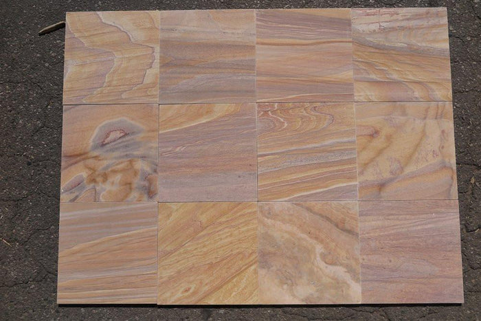 Honed Rainbow Sandstone Tile - 12" x 12" x 3/8" 