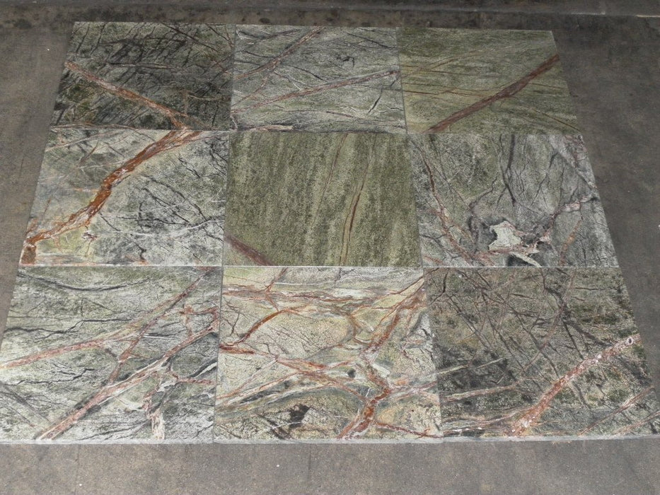Rain Forest Green Marble Tile - 12" x 12" x 3/8" Polished
