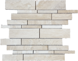 Full Sheet Sample - Pietra Antica Antique Stones Travonya Random Linear Natural Stone Mosaic - 12" x 12" Brushed