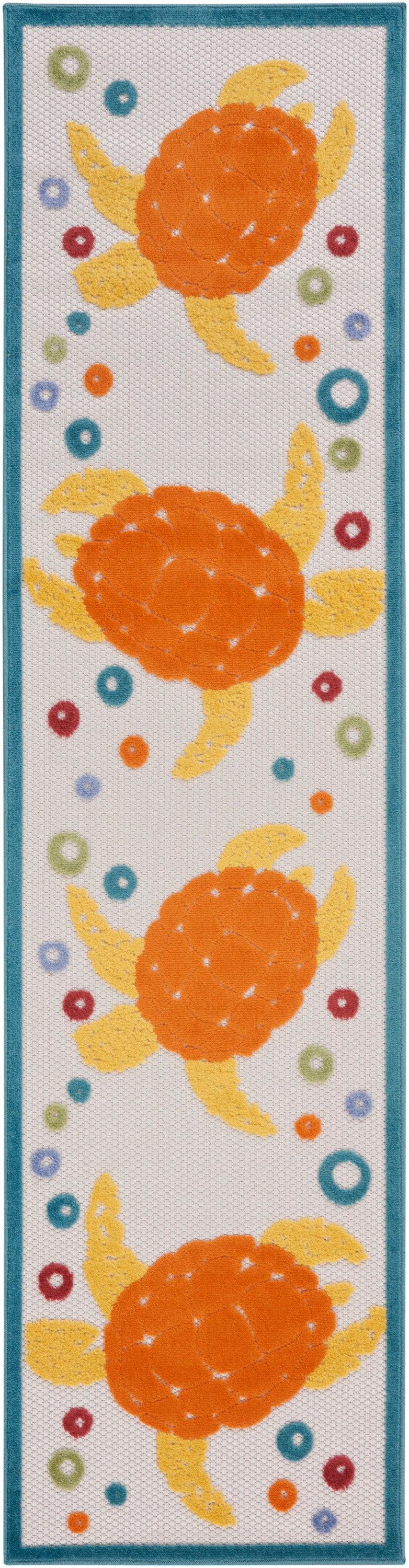 Nourison Aloha ALH27 Teal Multi 8 Ft Runner Area Rug | Lowest Price ...