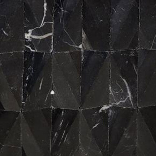 Nero Marquina Polished Marble Mosaic - 1" x 2" Diamante