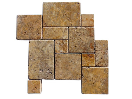 Scabos Tumbled Travertine Mosaic - Mini Pattern (Interlocking)