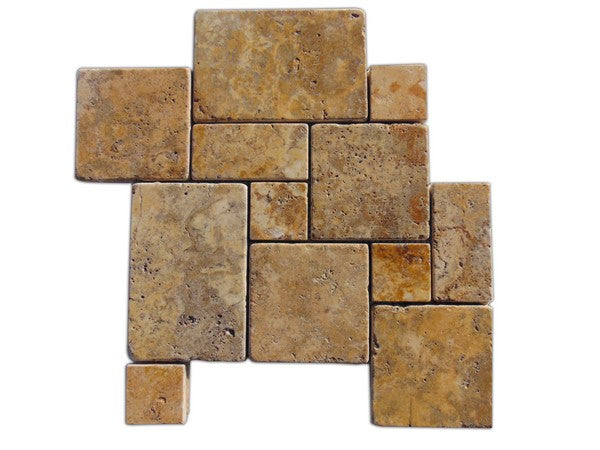 Full Sheet Sample - Scabos Travertine Mosaic - Mini Pattern (Interlocking) Tumbled