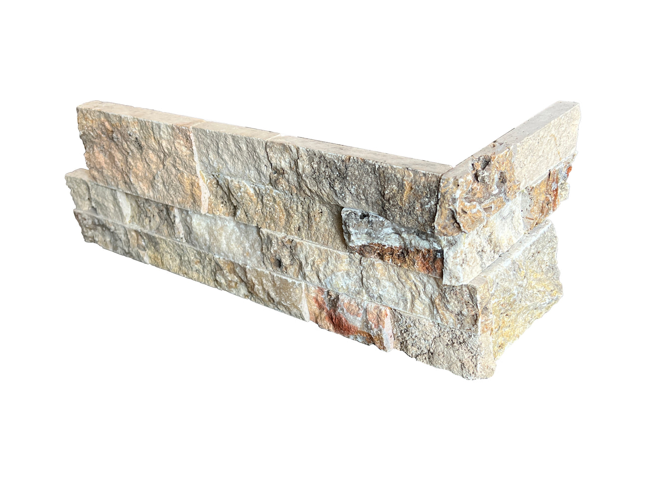 Scabos Split Face Travertine Ledgestone Corner - 6" x 18" x 3/4"