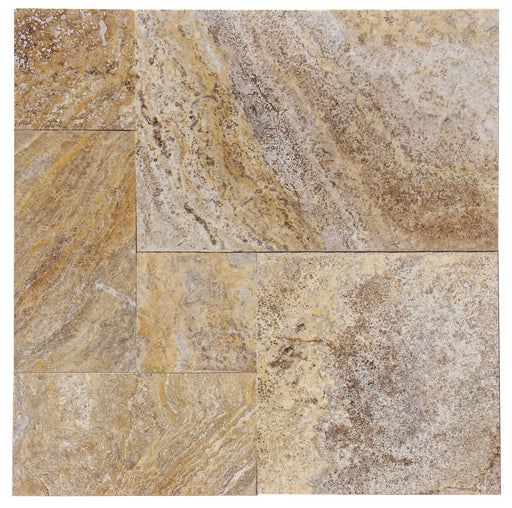 Scabos Cross Cut Filled & Honed Travertine French Versailles Pattern