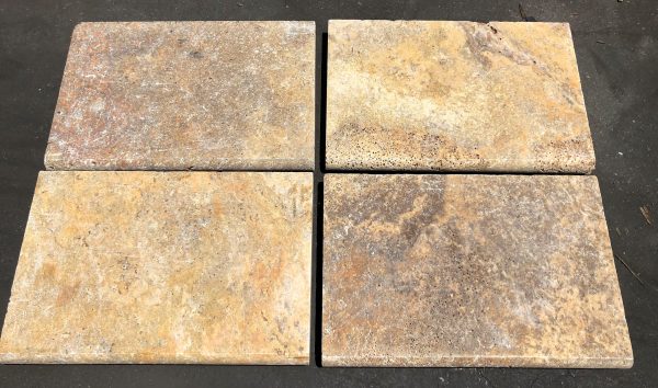 Scabos Travertine Coping - 12" x 12" x 3 CM Unfilled & Honed